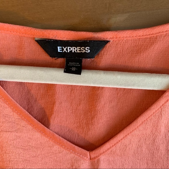 Express silky v neck blouse | coral | medium - Picture 3 of 4